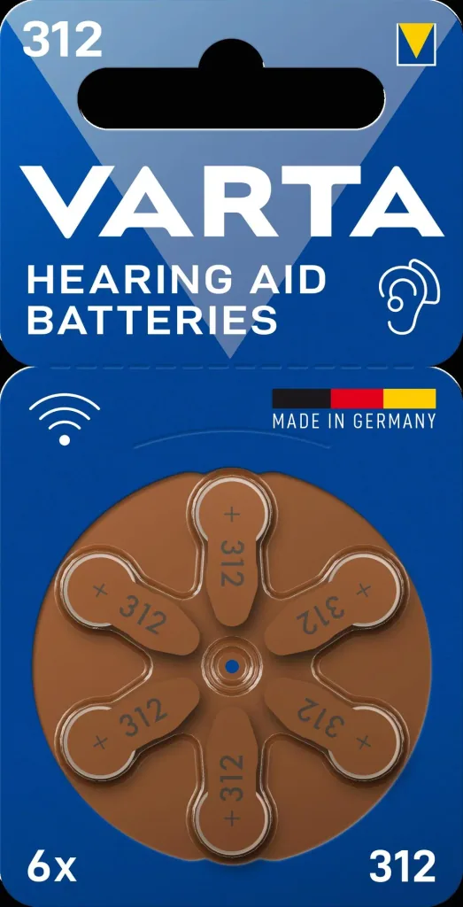Hearing aid batteries Zinc-Air 312 (PR41), set of 6 - BRAUN