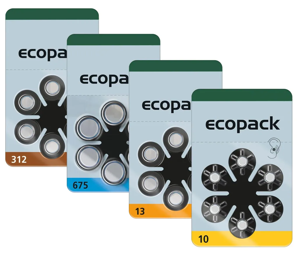 Hearing aid battery Ecopack Type 10 (PR70) YELLOW - 6 pieces