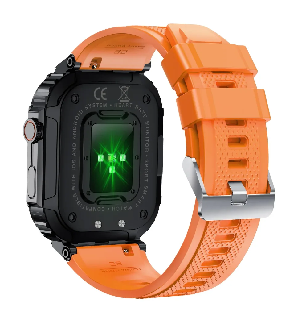 Bluetooth Smartwatch with heart rate, blood pressure and blood oxygen measurement, orange