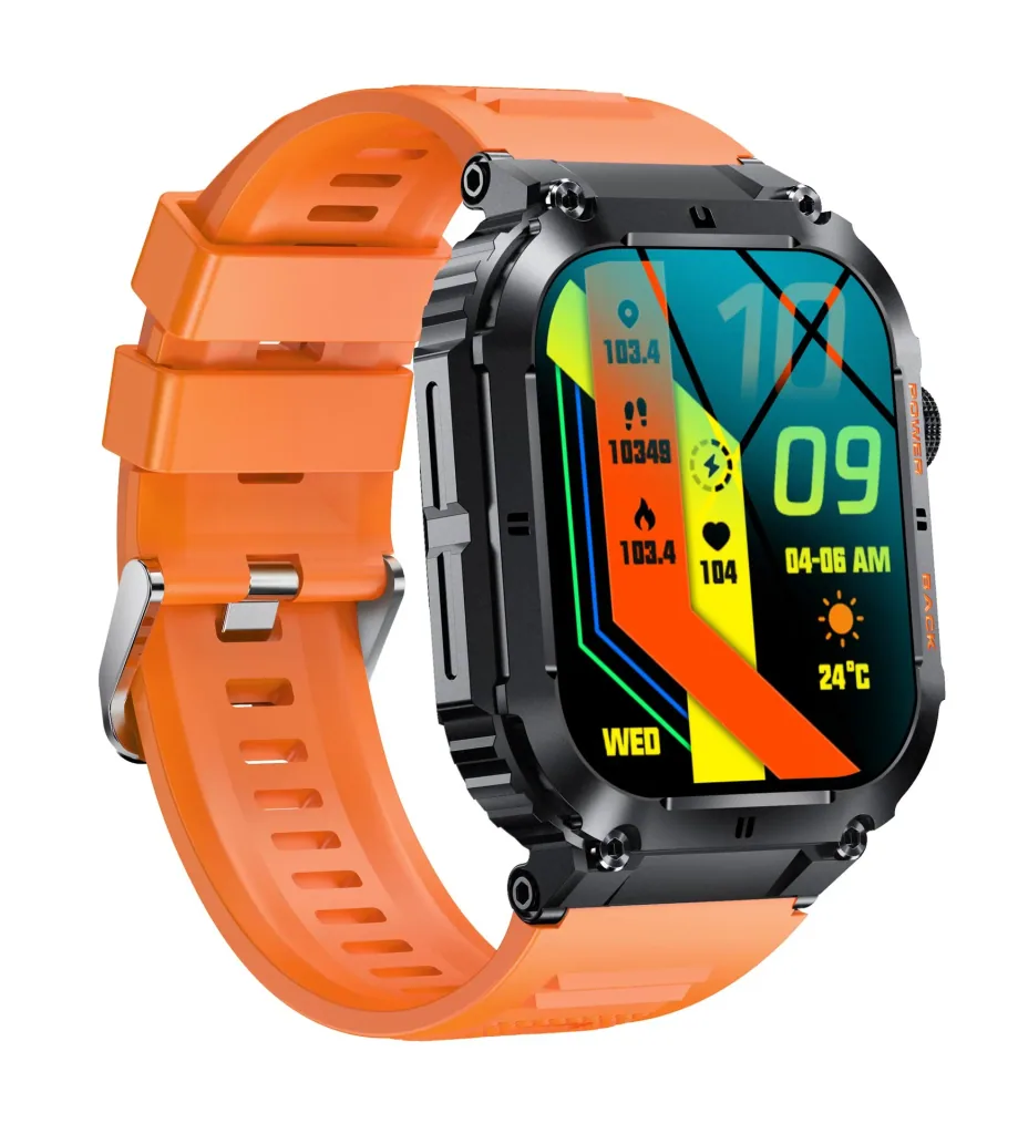 Bluetooth Smartwatch with heart rate, blood pressure and blood oxygen measurement, orange