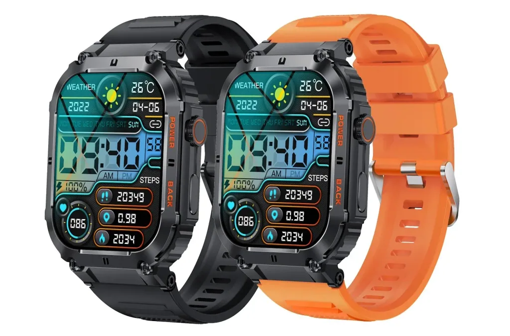 Bluetooth Smartwatch with heart rate, blood pressure and blood oxygen measurement, orange