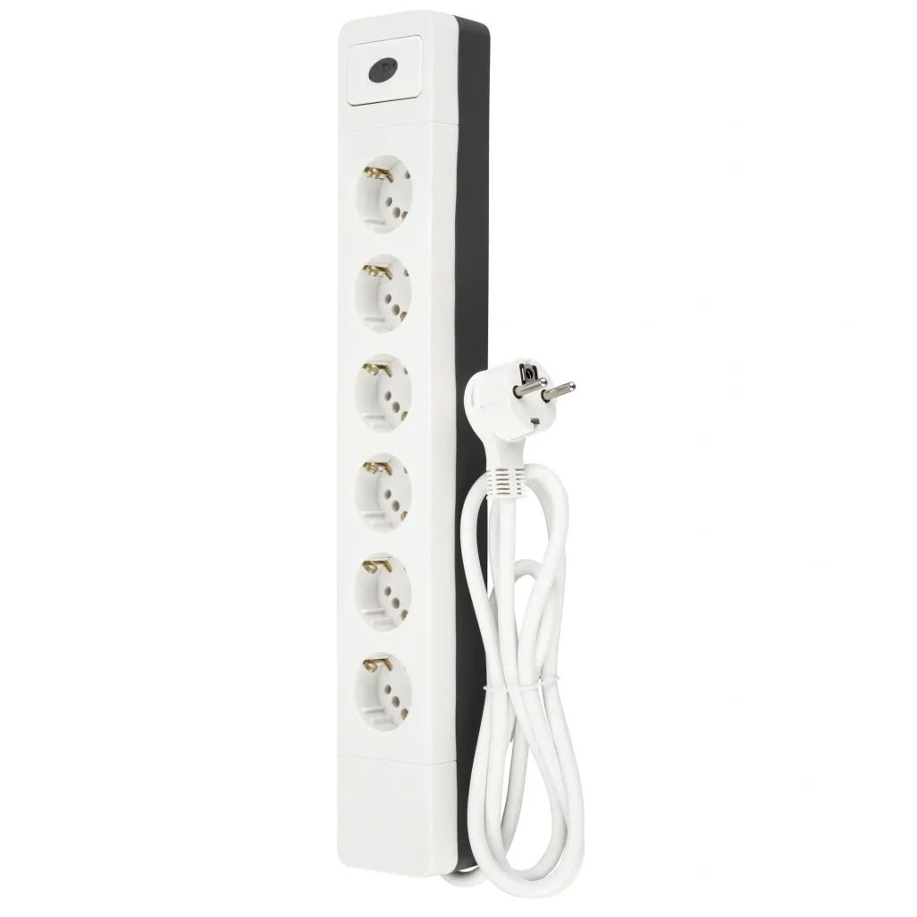 6-way power strip with combo plug system
