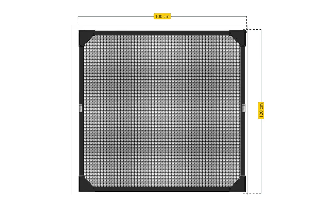 Fly screen magnetic frame with fiberglass fabric, anthracite, 100 x 120 cm