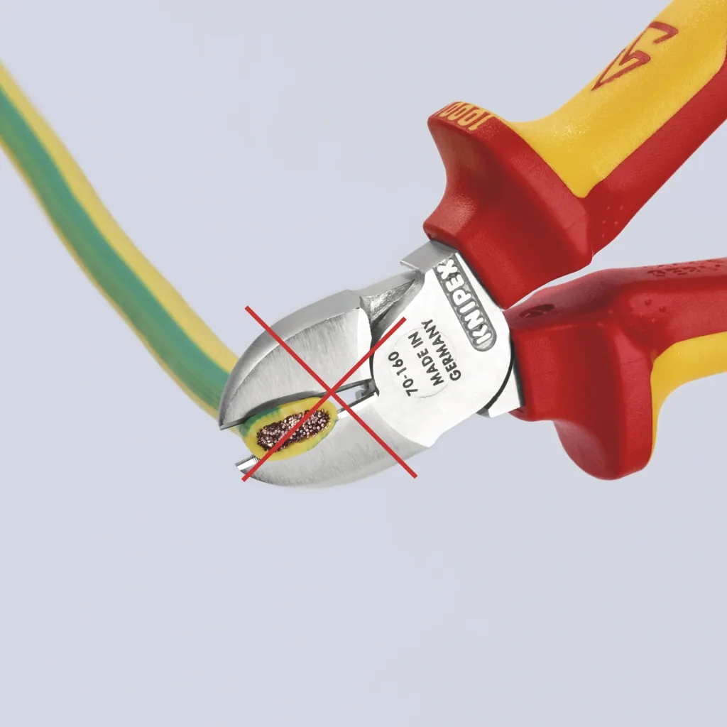 Side cutters insulated with multi-component covers chrome-plated 160 mm cutting edge with bevel