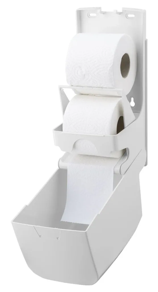 Toilet roll holder, toilet paper holder, toilet roll dispenser - PQDuo, for 2 rolls, plastic