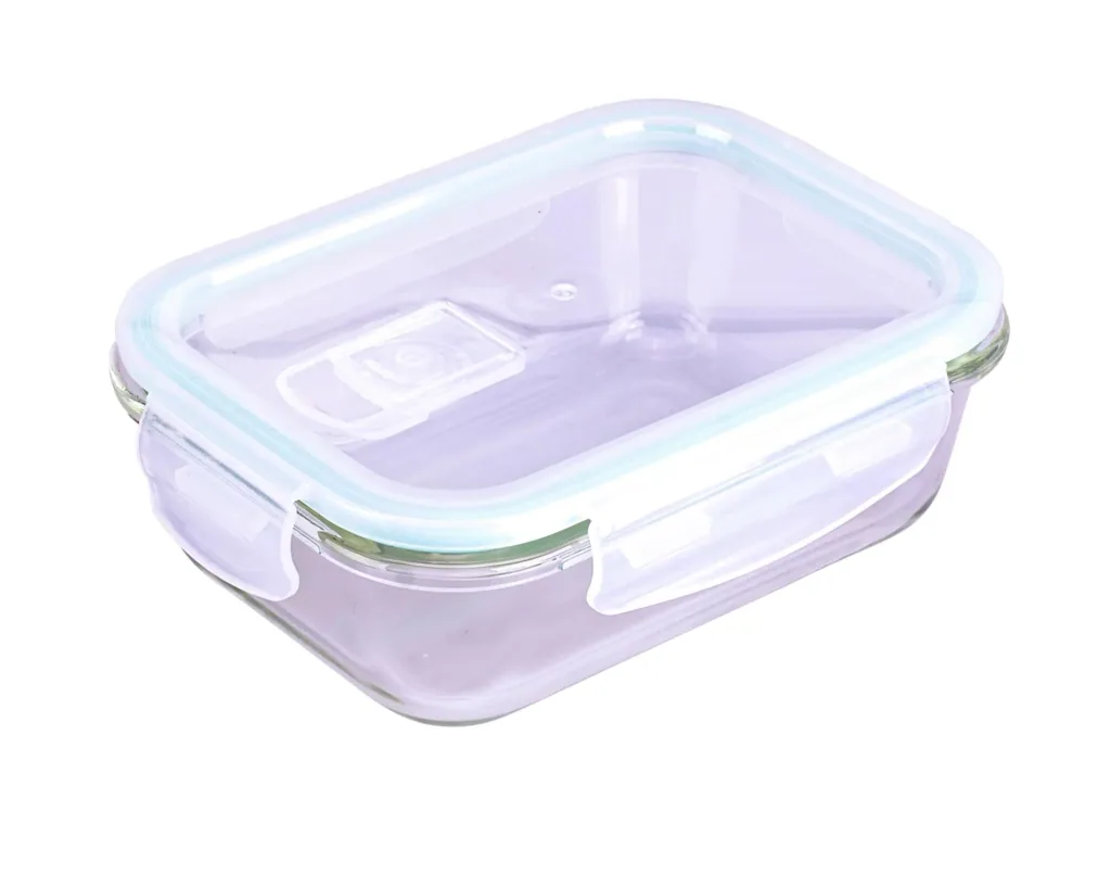 Glass food storage container with microwave lid, rectangular, 1000 ml
