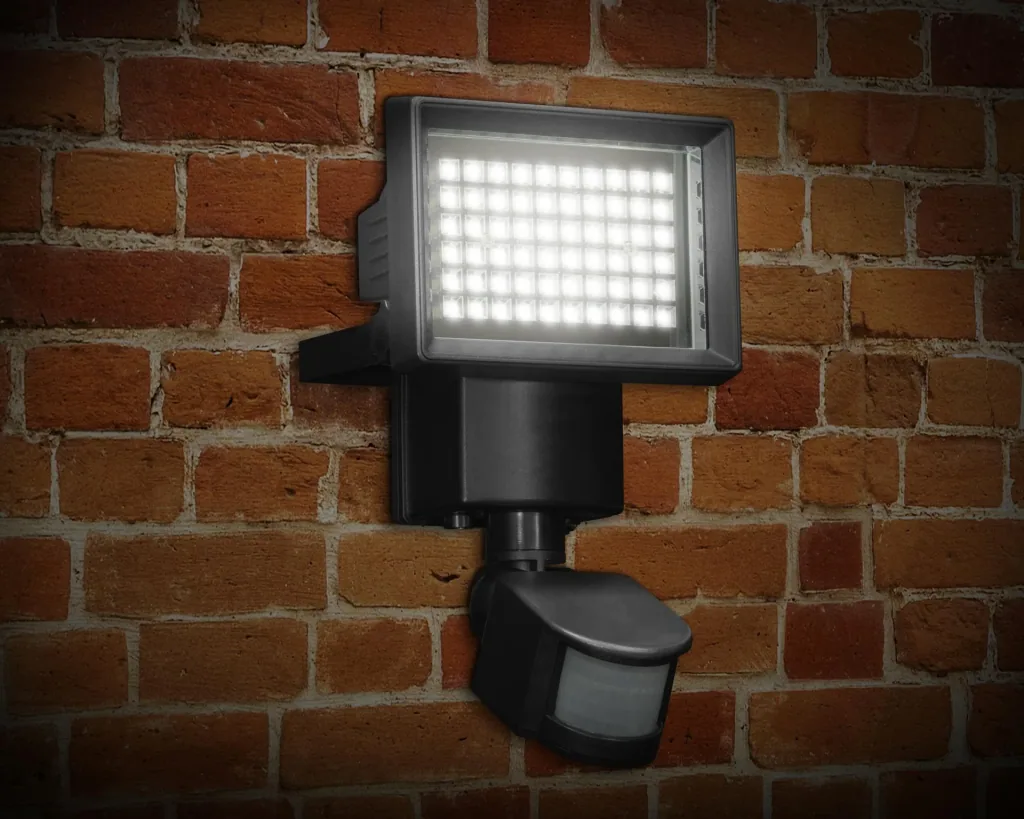 Solar wall light in black with separate solar panel