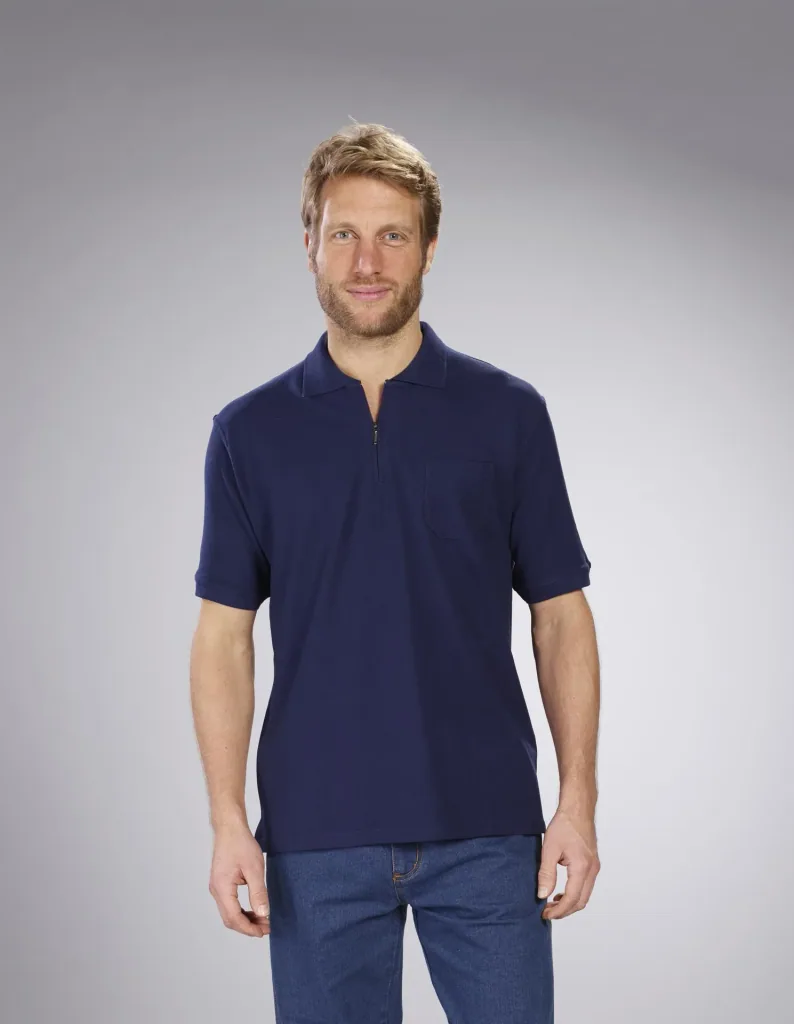 Polo shirt with zip, navy, size XXXL