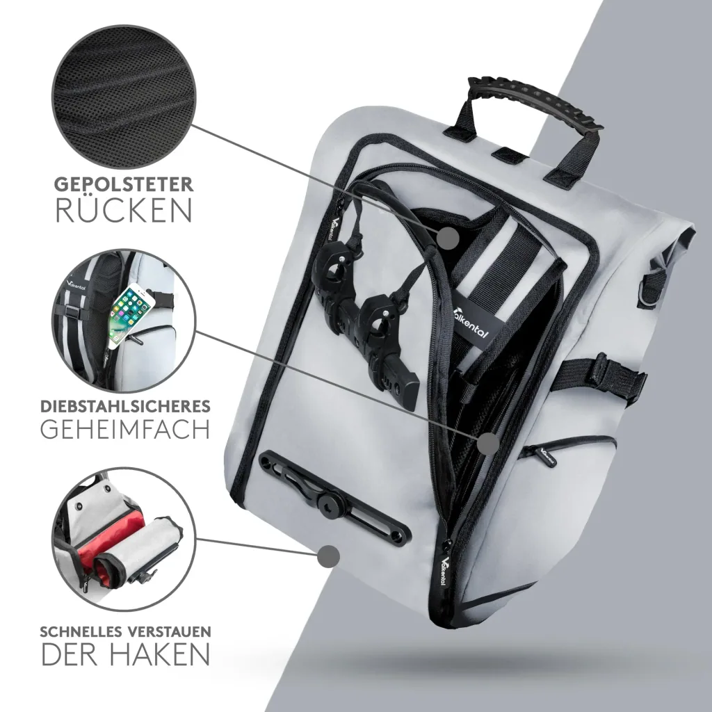 ValkPro 3 in 1 bike bag, grey reflective