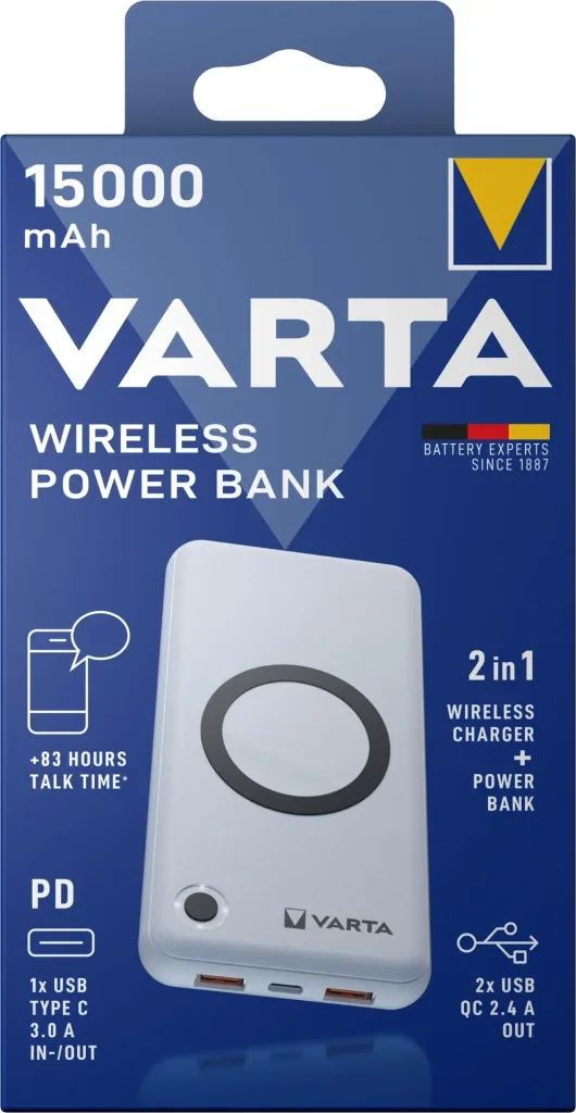 Wireless Powerbank 15000, pass-through charging function and USB-C PD output