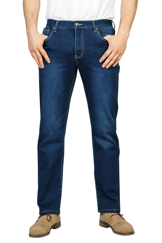 Stretch denim jogging pants, color bluestone, size 50