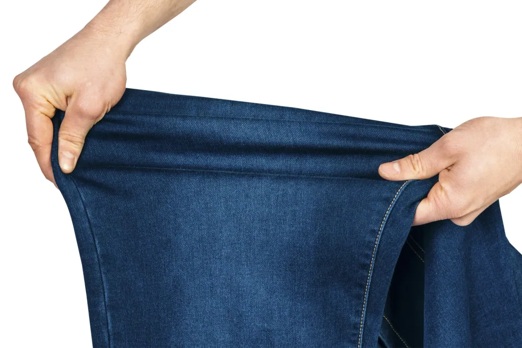Stretch denim jogging pants, color bluestone, size 50