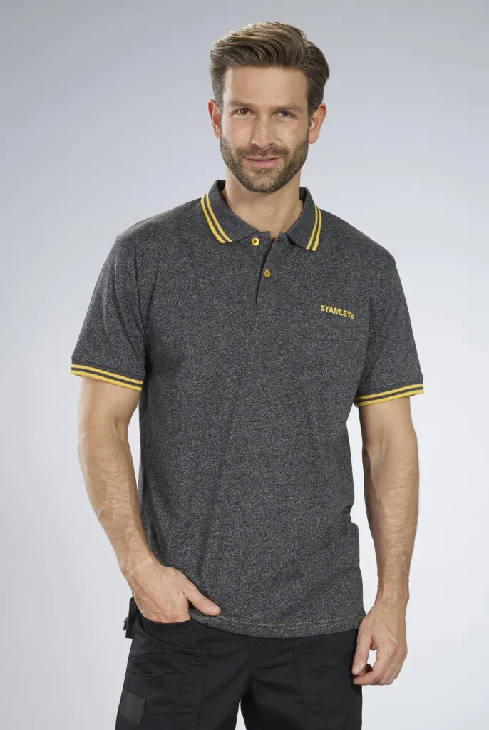 Polo shirt, color black/melange, size M