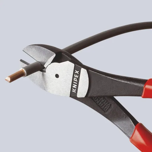 Heavy-duty side cutters with plastic coating, black atramentized, polished, 200 mm