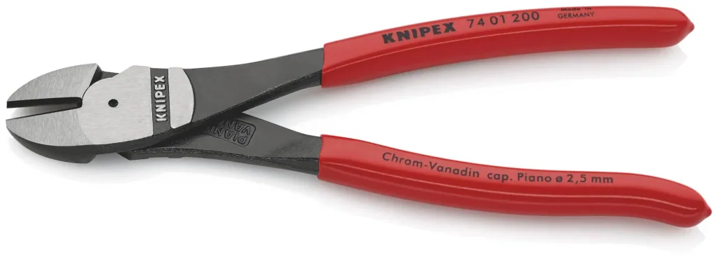 Heavy-duty side cutters with plastic coating, black atramentized, polished, 200 mm