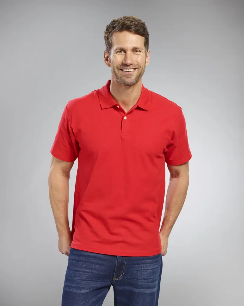 Polo shirt with pique structure, color red, size M
