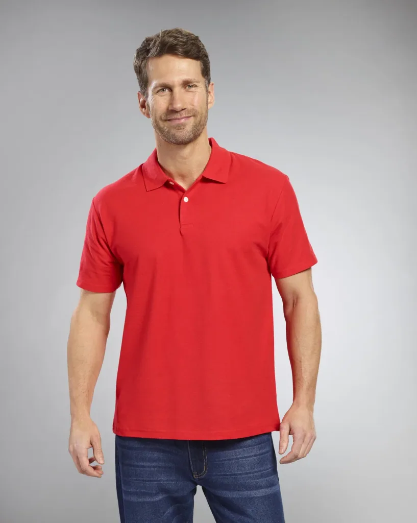 Polo shirt with pique structure, color red, size M