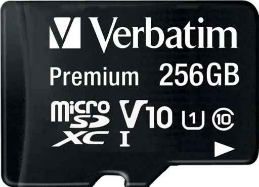 256 GB microSDXC memory card with SD card adapter, Class 10