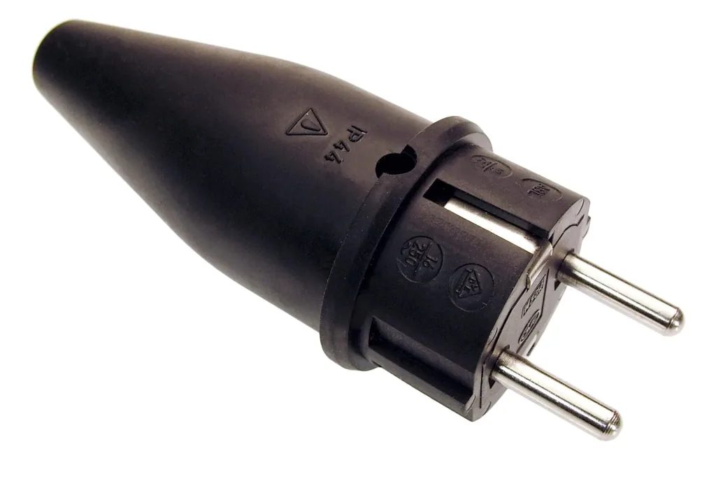 Solid rubber plug - 2 pieces with protective contact IP44 - black