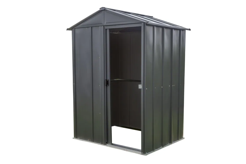 Tool Shed 54 151×122×198 cm Gray – Galvanized Steel, Gable Roof & Sliding Door