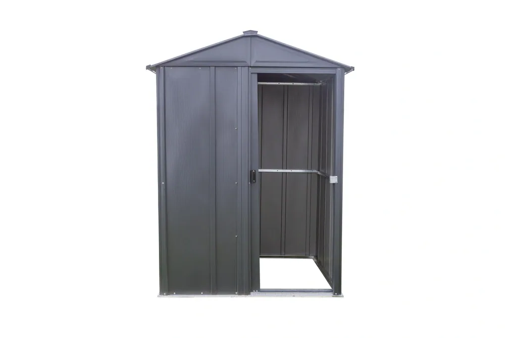 Tool Shed 54 151×122×198 cm Gray – Galvanized Steel, Gable Roof & Sliding Door