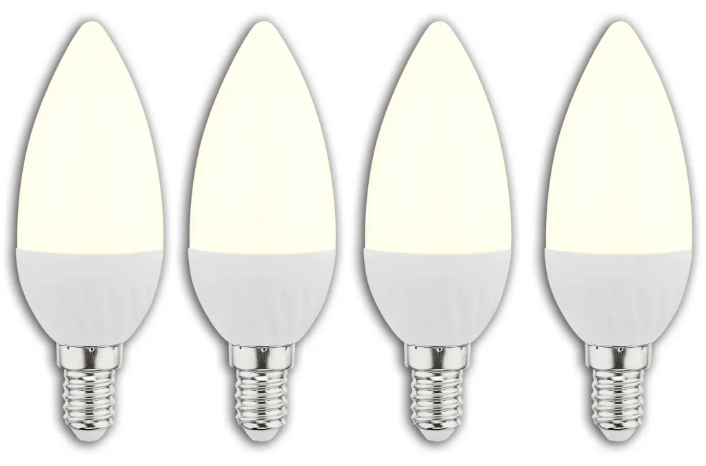 LED candle lamp, 4.5 watts, E14, warm white - 3 pieces + 1 piece FREE