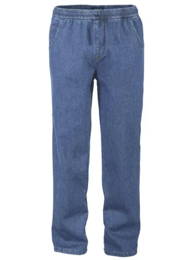 Pull-on jeans with elastic waistband, indigo, size 48
