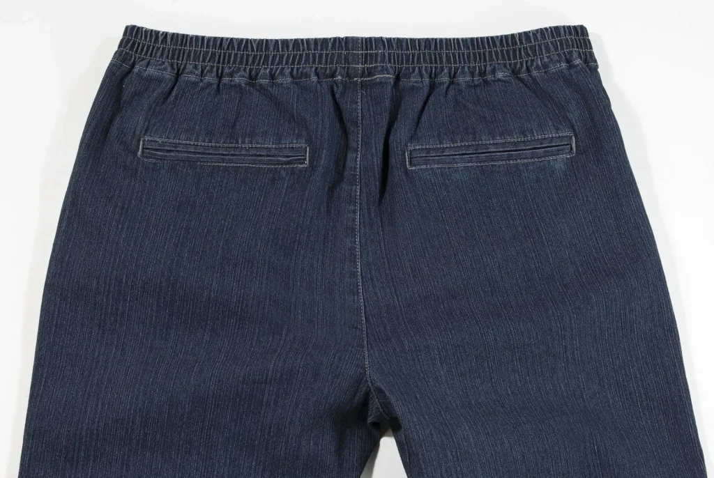 Pull-on jeans with elastic waistband, indigo, size 48