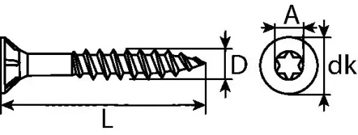 Chipboard screws TX countersunk head galvanized 5x80mm TX25 300 pieces