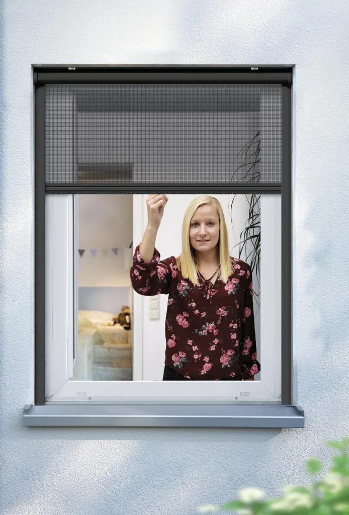 Insect screen roller blind for windows, anthracite, 100 x 160 cm