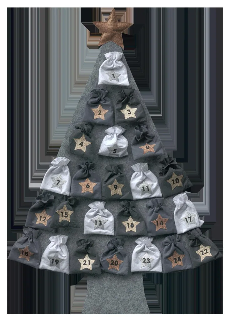 Advent calendar "Christmas tree", to fill, grey