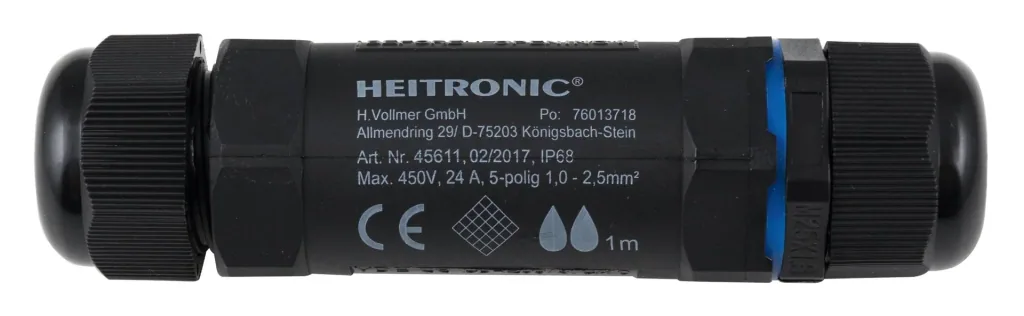 5-pin cable connector with IP 68 protection class