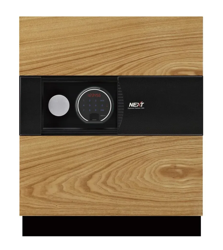 NEXT document protection safe, external dimensions 780 x 500 x 550 mm, oak look