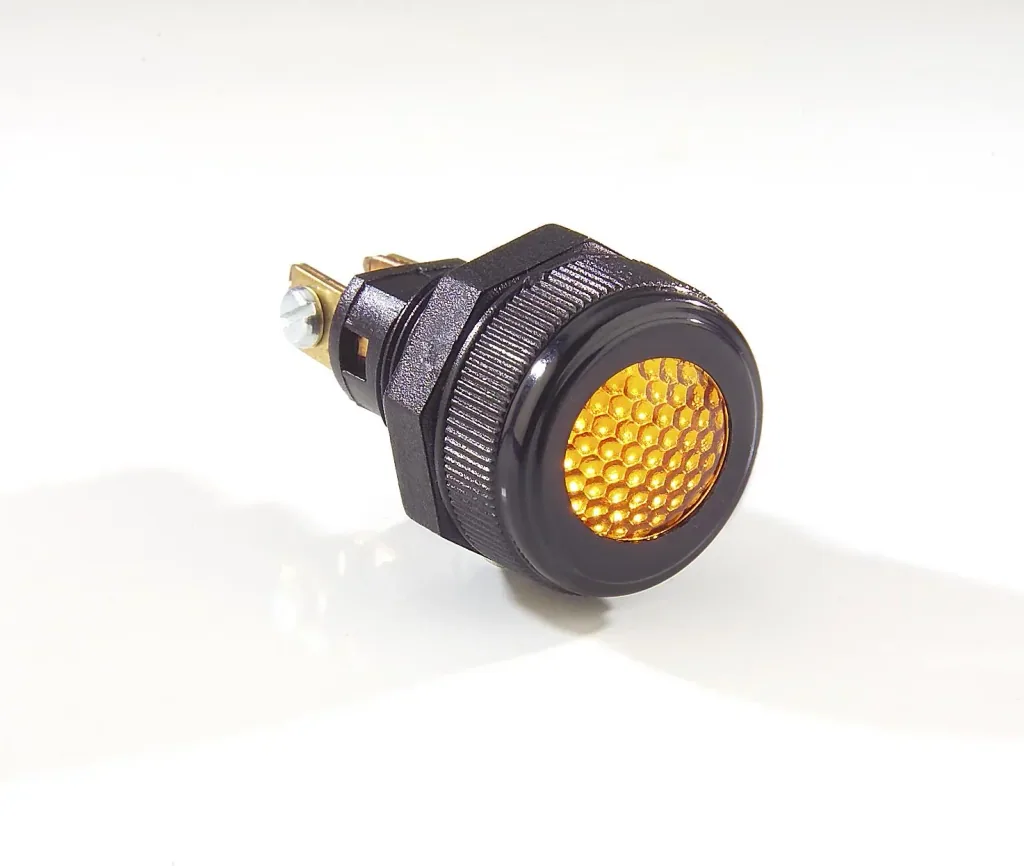 Warning light, yellow, 12 V/ 24 V - for installation in the dashboard