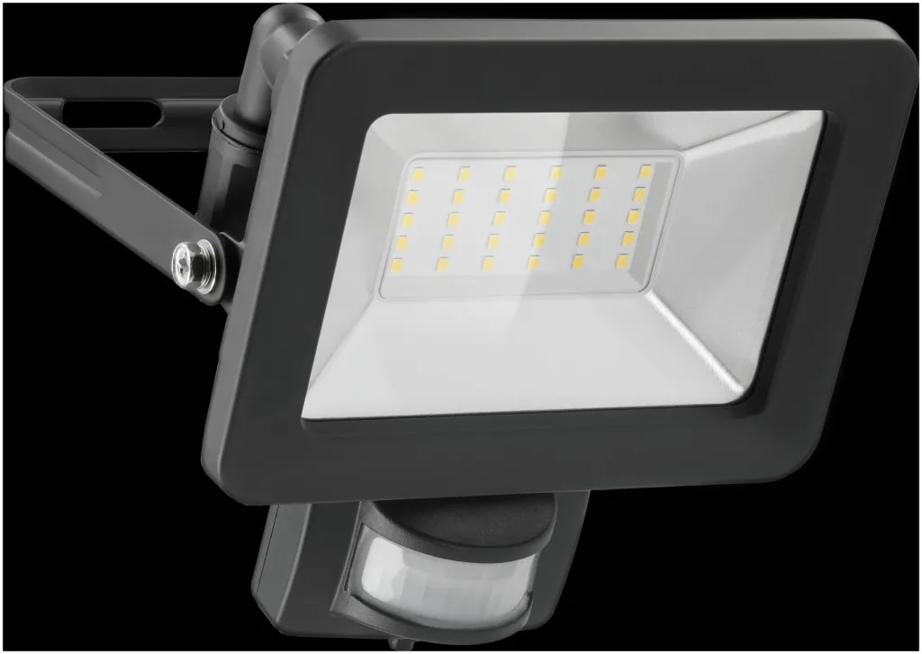 LED outdoor spotlight with motion detector, black, 30W - 2550lm