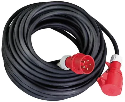 CEE extension cable 10 m, heavy rubber cable H07RN-/ 5G1.5 mm²