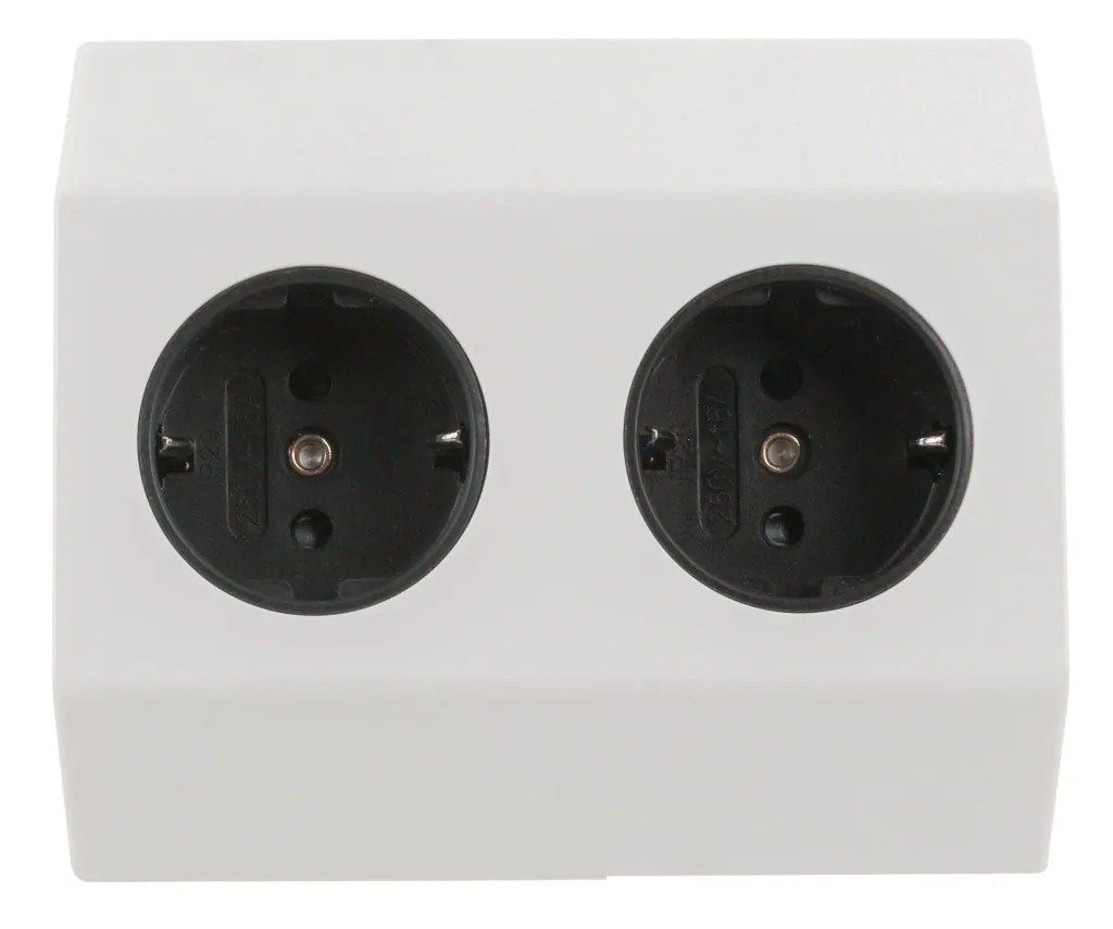 2-way protective contact socket with 1m connection cable and free ends for permanent installation