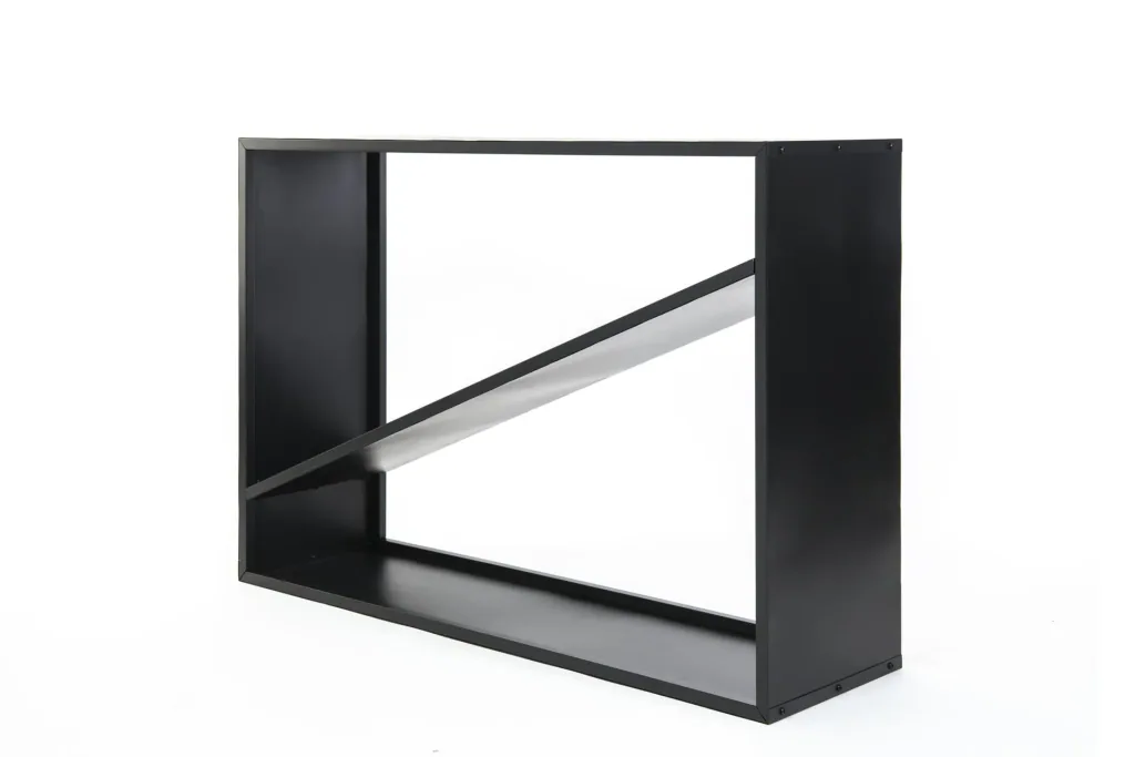 Westmann Firewood Rack Hugo, 115×35×80 cm, Black – Steel with Diagonal Compartment