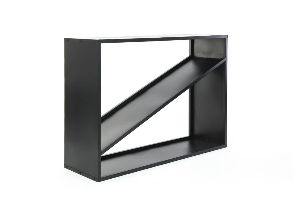 Westmann Firewood Rack Hugo, 115×35×80 cm, Black – Steel with Diagonal Compartment
