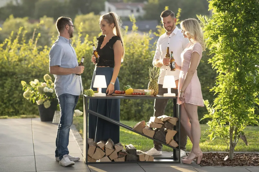 Westmann Firewood Rack Hugo, 115×35×80 cm, Black – Steel with Diagonal Compartment
