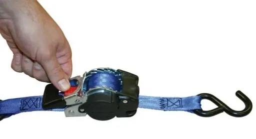 Automatic lashing strap with S-hook, 1.8 m x 25 mm