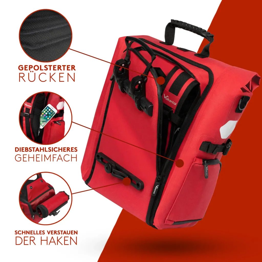 ValkPro 3 in 1 Bicycle Bag, Red