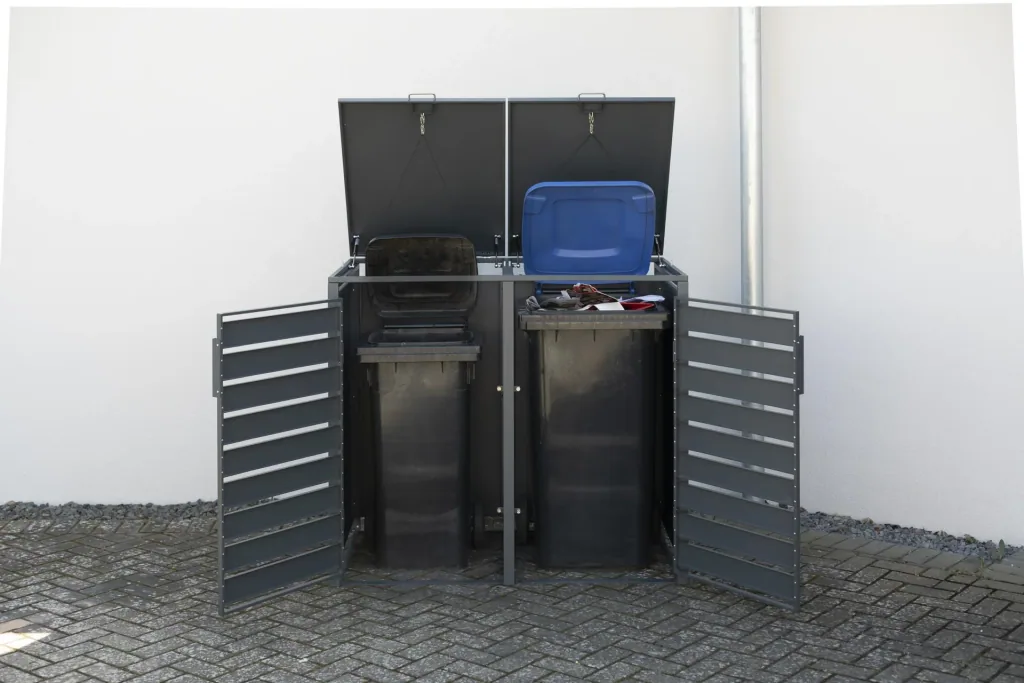 Wheelie Bin Storage Kubus for 2x 240 L, 132×80×116 cm, Anthracite – powder-coated steel