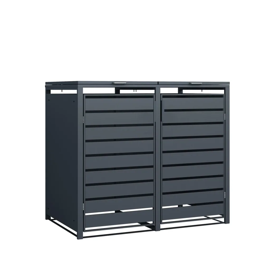 Wheelie Bin Storage Kubus for 2x 240 L, 132×80×116 cm, Anthracite – powder-coated steel