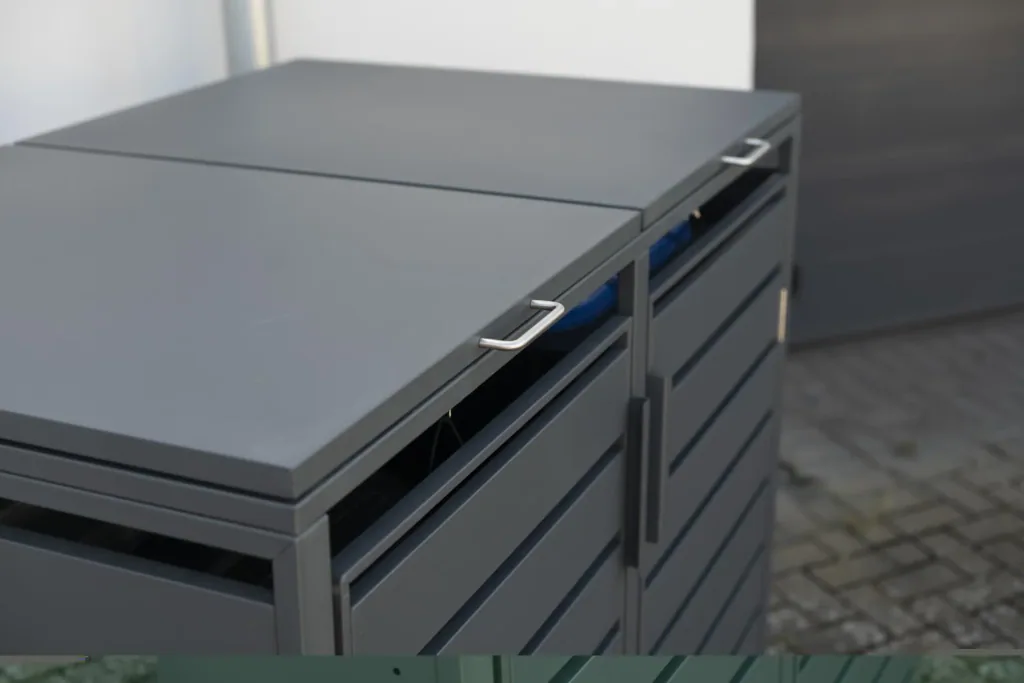 Wheelie Bin Storage Kubus for 2x 240 L, 132×80×116 cm, Anthracite – powder-coated steel