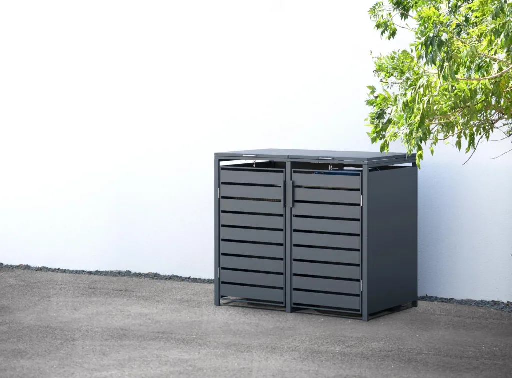 Wheelie Bin Storage Kubus for 2x 240 L, 132×80×116 cm, Anthracite – powder-coated steel