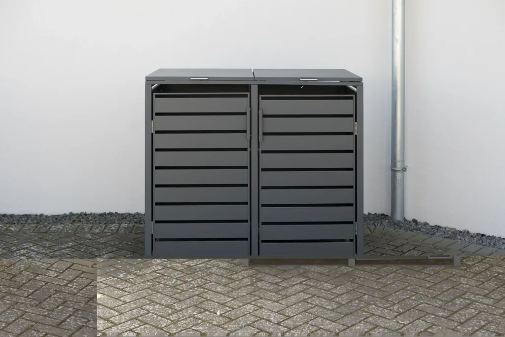 Wheelie Bin Storage Kubus for 2x 240 L, 132×80×116 cm, Anthracite – powder-coated steel