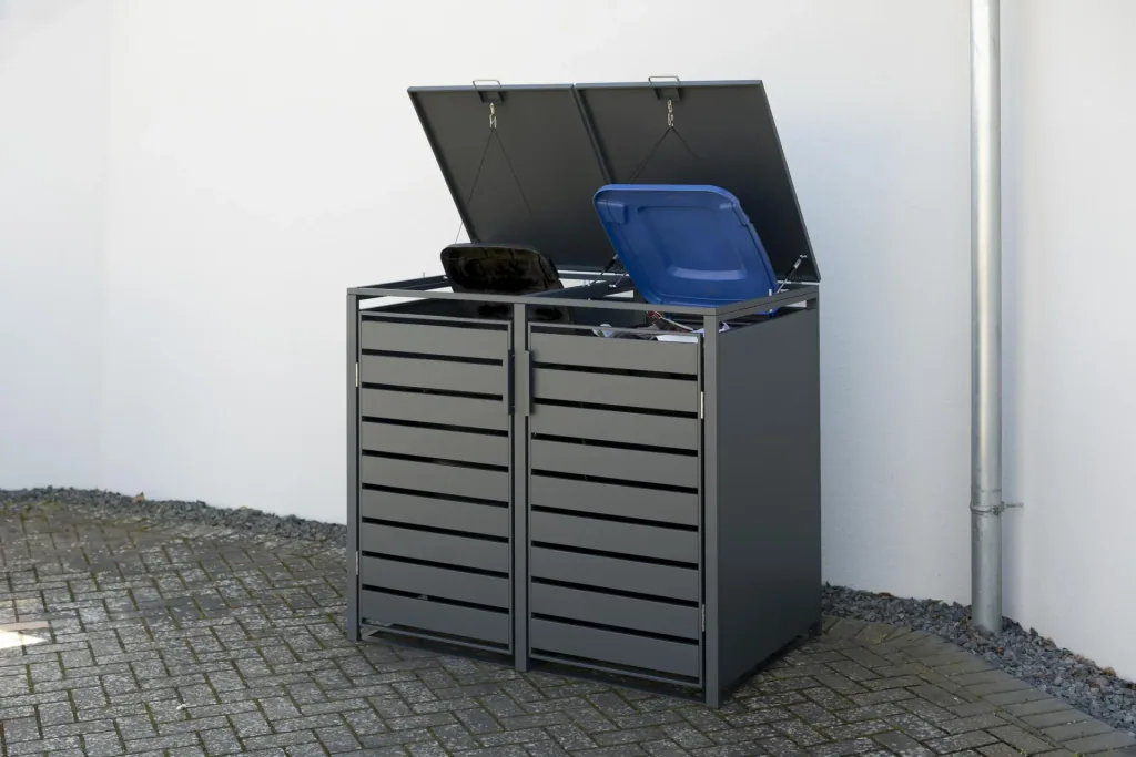 Wheelie Bin Storage Kubus for 2x 240 L, 132×80×116 cm, Anthracite – powder-coated steel