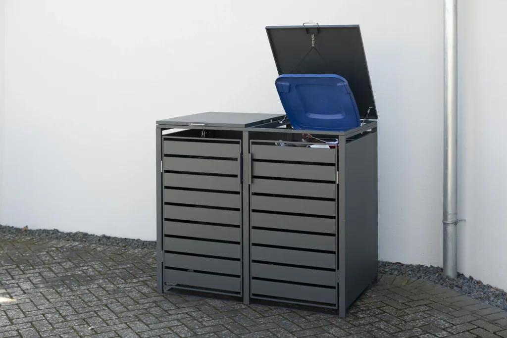Wheelie Bin Storage Kubus for 2x 240 L, 132×80×116 cm, Anthracite – powder-coated steel