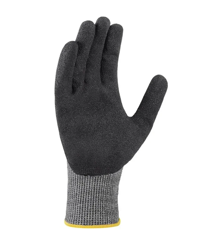 Cut-resistant knitted gloves with sanded nitrile coating, size 8